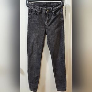 Allsaints Grace Cropped Zip Jeans Charcoal Black Women's Size 26